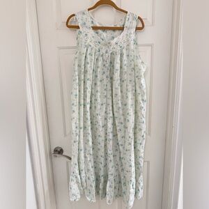 Eileen West Sleeveless Poetic Ballet Cotton  Nightgown XL Blue floral